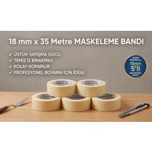 Maskeleme Bandı Kağıt Bant (Bej) 18 x 35 Metre - 5'li Avantaj Paketi