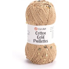 Yarnart Cotton Gold Paillettes Bej Pamuklu Payetli El Örgü Ipi 7105