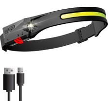 Ayrex 5 Aydınlatma Modlu Cob LED Sensörlü USB Şarj Edilebilir Dahili Pilli Kafa Lambası