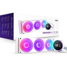 Nzxt 360MM LCD Kraken Elıte 360 Rgb V2 RL-KR36E-W2 AM5-1851P Sıvı Soğutmalı Işlemci Fanı Beyaz