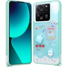 Zore Xi.aomi Mi 13T Kılıf Parlayan Sıvılı Simli Kabartma Figürlü Teqsma Cevze Kapak