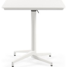 Ayrex Moon Katlanır Masa 70X70 cm - Bahçe, Balkon, Kafe, Restoran Için, Iç ve Dış Mekan Süt