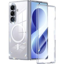 Caseonn Samsung Galaxy Z Fold 7 Kılıf Magsafe Özellikli Sararmaz Kristal Sert Kapak Şeffaf