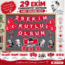 Marifetli Tığım 29 Ekim Cumhuriyet Bayramı Sınıf Süsleme Seti – Atatürk Görselli Sınıf Panosu Flama ve Duvar Süsü