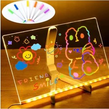 Parmend Life LED Işıklı Yazı ve Çizim Panosu, Silinebilir Fosforlu Kalemli, LED Çizim Panosu 30X20 cm
