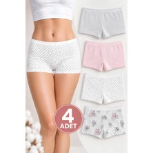 Jusmart Kadın Modal Desenli Şort Boxer 4'lü Paket Elegant Bato | Dörtlü Kadın Boxer Seti | Modal Kumaş Şort Boxer | Desenli Iç Giyim | Günlük Kadın Iç Giyim | Dört Adet Modal Boxer Külot Paketi Modeli 2815
