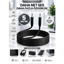 3.5mm Aux Ses Kablosu 1+1 Erkek Stereo Ses Aktarım Kablosu 5 Metre – Telefon, Bilgisayar, Hoparlör ve Araç Ses Sistemi Için
