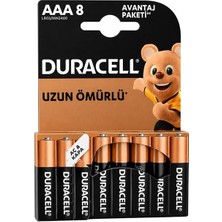 Zibox Duracell LR03 MN2400 AAA 1.5V İnce Kalem Alkalin Pil 8'li Avantaj Paketi
