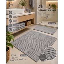 Glomar 2li Banyo Paspas Takımı Antrasit Yumuşak Makinada Yıkanabilir 50X70 ve 90X140