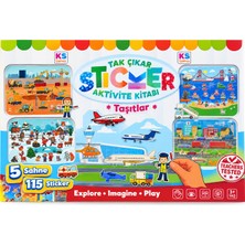 KS Games Taşıtlar Tak Çıkar Sticker Aktivite Kitabı – 5 Sahne 115 Sticker – 3+ Yaş