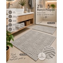 Glomar 2li Banyo Paspas Takımı Antrasit Yumuşak Makinada Yıkanabilir 50X70 ve 90X140