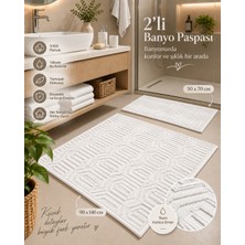 Glomar 2li Banyo Paspas Takımı Antrasit Yumuşak Makinada Yıkanabilir 50X70 ve 90X140