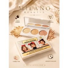 Milano Beautys Aydınlatıcı 3lü Far Paleti Makyaj Paleti 3 Ton- 3lü Highlighter Palet