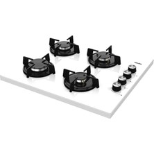 Simfer 3052 4G Beyaz Set Üstü Emaye Izgara Cam Ocak