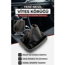 Sviesa Vites Körüğü Kırmızı Dikişli Deri - Tüm Araçlarla Uyumlu Siyah Vites Kılıfı Vites Körük