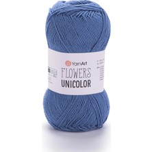 Yarnart Flowers Unicolor Mavi Yazlık El Örgü Ipi 743