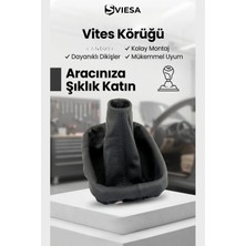 Sviesa Vites Körüğü Siyah Dikişli Deri - Tüm Araçlarla Uyumlu Siyah Vites Kılıfı Vites Körük