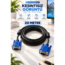 VGA Görüntü Kablosu 15 Pin Erkek Erkek Bilgisayar Monitör Bağlantı Kablosu 20 Metre