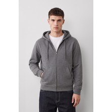 Markapia Man Erkek Fermuarlı Kapüşonlu Cepli Antrasit Sweatshirt