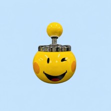 Çılgıntrend Basmalı Kapaklı Emoji Kültablası - Kokusuz Metal Dönüşümlü Sarı Gülen Yüz Küllük