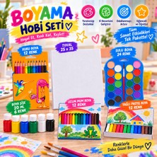 Merii Store Boyama Hobi Seti Tuval Kuru Sulu Mum Yağlı Pastel Guaj Boya