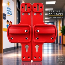 Bariyerli Kapı Kolu | Kırmızı| Çocuk Güvenlikli | Okul, Kreş ve Eğitim Alanlarına Uygun