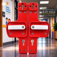 Bariyerli Kapı Kolu | Kırmızı-Beyaz Renkli | Çocuk Güvenlikli | Okul ve Eğitim Alanlarına Uygun