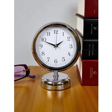 Çetiner Group Noble Time 25 x 20 cm Metal Krom Masa Saati – Silver Aura Serisi