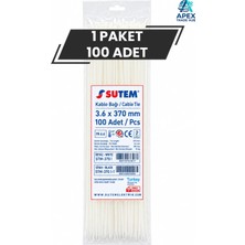 Sutem Beyaz Kablo Bağı Cırt Kelepçe 3.6 x 370 mm 100 Adet