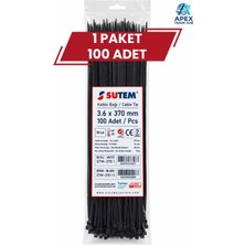 Sutem Siyah Kablo Bağı Cırt Kelepçe 3.6 x 370 mm 100 Adet