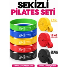 ByKurt Pilates Direnç Bandı Seti Mini Loop ve Uzun Egzersiz Bantları 8 Parça