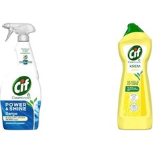 Power Shine Cleanboost Sprey Temizleyici Banyo Için Temizleyici ve Kireç Çözücü 750 Ml(4) Cif Krem Yüzey Temizleyici Limon Kokulu Yağ ve Kireç Sökücü