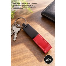 Yenilig 2 Adet Kırmızı Deri Metal Anahtarlık – Deri Metal Tasarım, Isim Yazılabilir Kişiselleştirilebilir Hediye ve Promosyon Kullanımı, Keychain