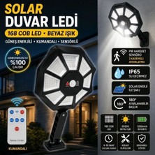 TKÇ  168B Solar LED Büyük Dış Mekân Lambası, Hareket Sensörlü, Kumandalı, 3 Modlu Ultra Parlak