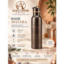 Aura Copper Siyah Oksit Bakır Matara 600 ml – Sızdırmaz Kapaklı El Yapımı Su Şişesi