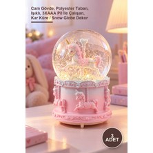 Yenilig 3 Adet Orta Boy Müzikli Unicorn Kar Küresi – Cam Gövde, Polyester Taban, Işıklı, 3xaaa Pil Ile Çalışan, Kar Küre / Snow Globe Dekor
