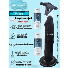 Aşkın Deposu Deromeya Health 58 Gerçekçi Testissiz Siyahi Dildo Belden Bağlama Kemerli 19CM Gerçekçi Et Dokusunda Damarlı ve Vantuzlu Kaliteli Yumuşak Süper Silikon Realistik Dildo Süper Jel 2*50 ml Hediyeli