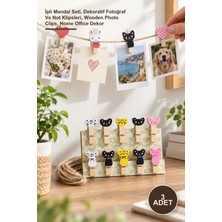 Yenilig 3 Adet Ahşap Notluk – Ipli Mandal Seti, Dekoratif Fotoğraf ve Not Klipsleri, Wooden Photo Clips, Home Office Dekor
