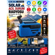 Güneş Panelli Acil Durum Radyosu Fm Am Sw El Kranklı Şarjlı Fener USB Telefon Şarjı