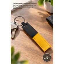 Yenilig 2 Adet Sarı Deri Metal Anahtarlık – Lazer Baskılı Kişiye Özel Tasarım, Deri ve Metal Kombinasyon, Şık Kullanım, Keychain Keyring