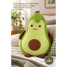 Yenilig 3 Adet Avokado Yastık – Polar Kumaşlı Dekoratif Yastık ve Uyku Arkadaşı, Dolgulu Pillow, Plush Cushion