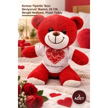 Yenilig 2 Adet Peluş Ayıcık – Kırmızı Tişörtlü 'seni Seviyorum' Baskılı, 25 Cm, Sevgili Hediyesi, Plush Teddy