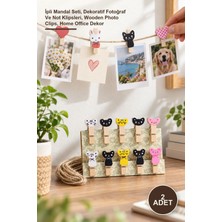 Yenilig 2 Adet Ahşap Notluk – Ipli Mandal Seti, Dekoratif Fotoğraf ve Not Klipsleri, Wooden Photo Clips, Home Office Dekor