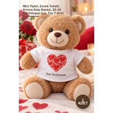 Yenilig 2 Adet Seni Seviyorum Baskılı Peluş Oyuncak Tişörtü – Mini Tişört, Esnek Tekstil, Kırmızı Kalp Baskılı, 25–30 cm Peluşlar Için, Toy T-Shirt