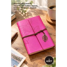 Yenilig 1 Adet Deri Yaprak Desenli Çizgisiz Defter – Deri Kapaklı Eskitme Tasarım, Not Defteri, Ajanda, Unlined Notebook, Journal