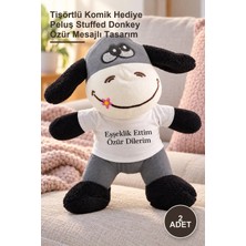 Yenilig 2 Adet Oyuncak Peluş Eşek – Tişörtlü Komik Hediye Peluş Stuffed Donkey Özür Mesajlı Tasarım