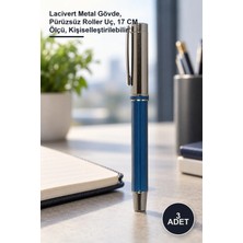Yenilig 3 Adet Roller Kalem / Roller Pen – Lacivert Metal Gövde, Pürüzsüz Roller Uç, 17 cm Ölçü, Kişiselleştirilebilir