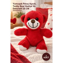 Yenilig 1 Adet Sevimli Kırmızı Peluş Oyuncak Ayı – Yumuşak Peluş Ayıcık, Teddy Bear Hediye ve Dekoratif 25 cm