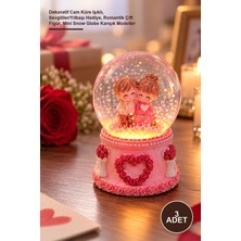 Yenilig 3 Adet Işıklı Mini Kar Küresi – Dekoratif Cam Küre Işıklı, Sevgililer/yılbaşı Hediye, Romantik Çift Figür, Mini Snow Globe Karışık Modeller