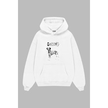 Sekizbiraltı Dalmaçyalı Grafik Baskılı Beyaz Oversize Unisex Hoodie